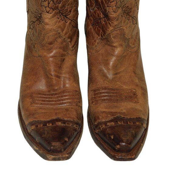 Corral Cowgirl Boots A2500 Brown Leather Embroidered Western Snip Toe Size 6M - Picture 3 of 16